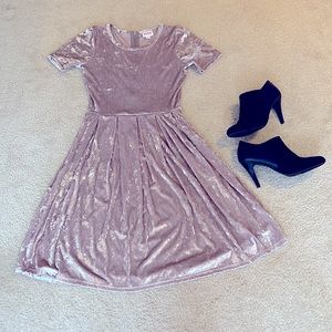 LuLaRoe Blush Velvet.Elegant Amelia dress. Pink Crushed Velvet.